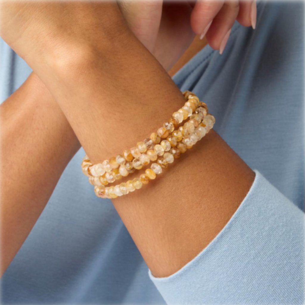 [Nwt] Jay King Yellow Quartz Bead 3-Strand Stretch Bracelet